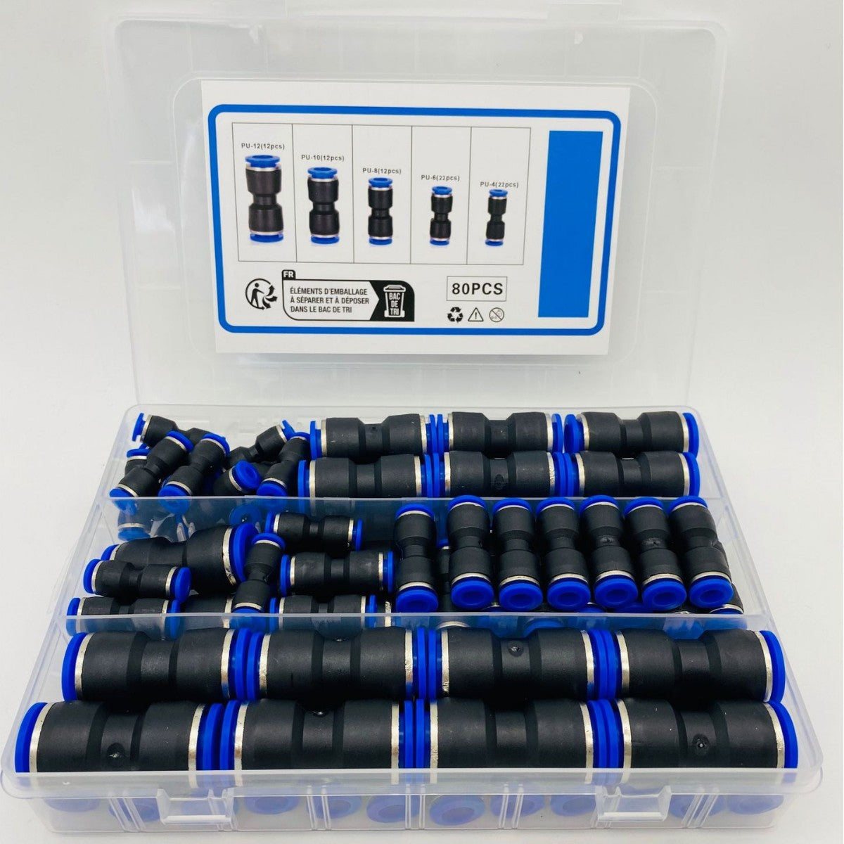 1/4 Inch Pneumatic Push-to-Connect Air Hose Fittings Kit