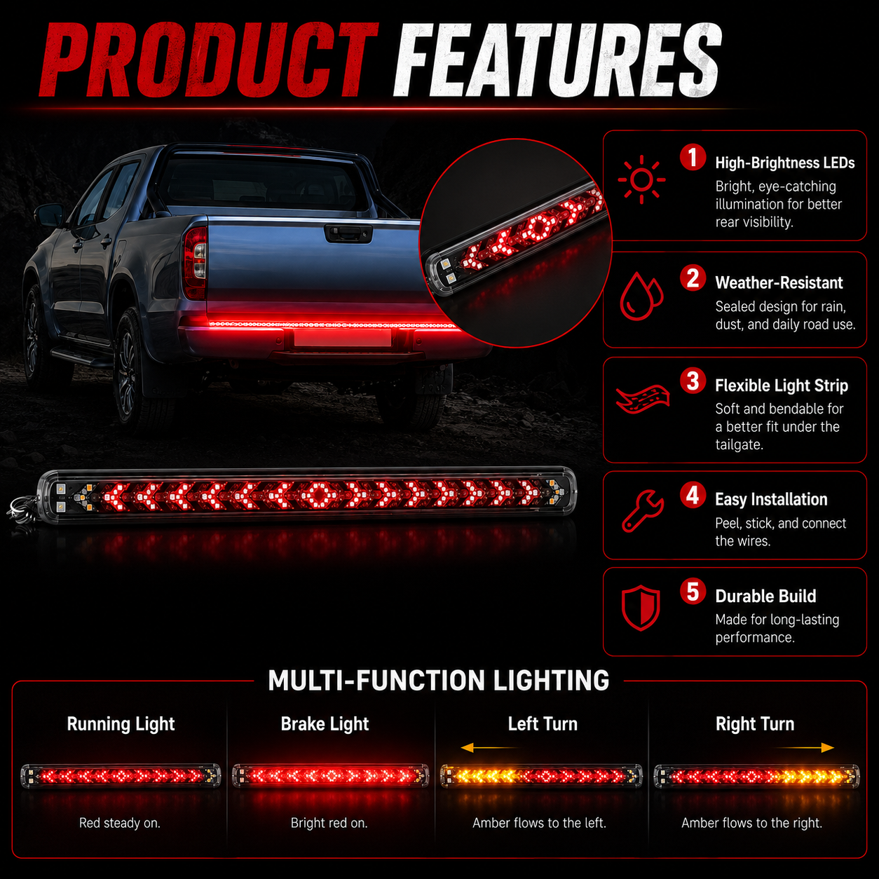 🔥Hot Sale！💡🚗60-Inch LED Tailgate Light Bar Strip