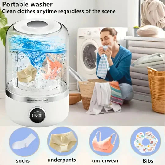 🚐 Portable RV Washer 💦 USB Rechargeable Laundry Solution for Socks, Underwear & Road Trips