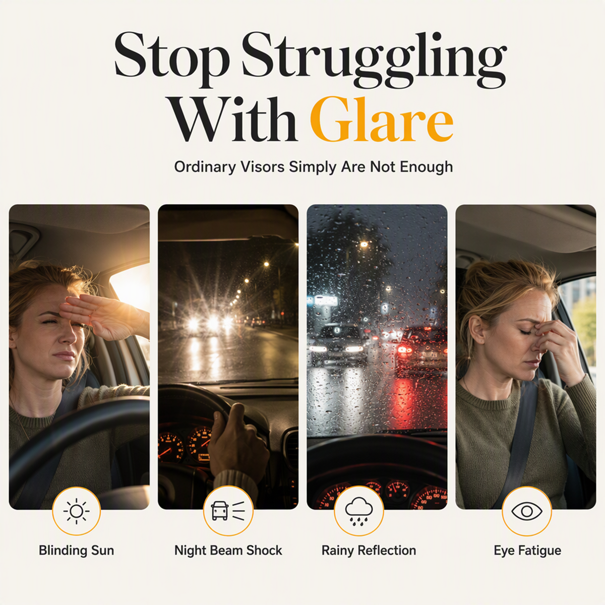 🌙 Universal HD Anti-Glare Visor – Day & night driving safety ✨
