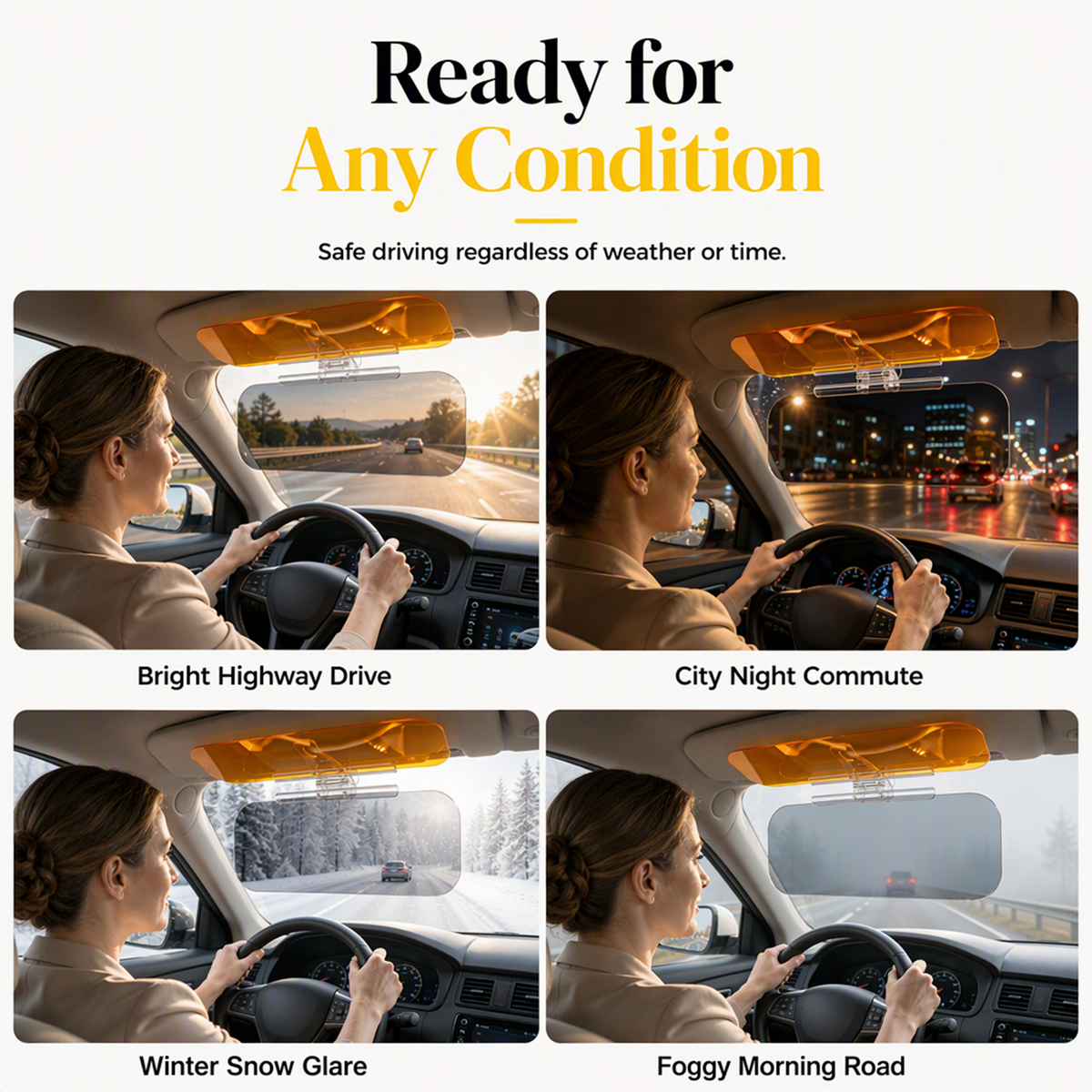 🌙 Universal HD Anti-Glare Visor – Day & night driving safety ✨
