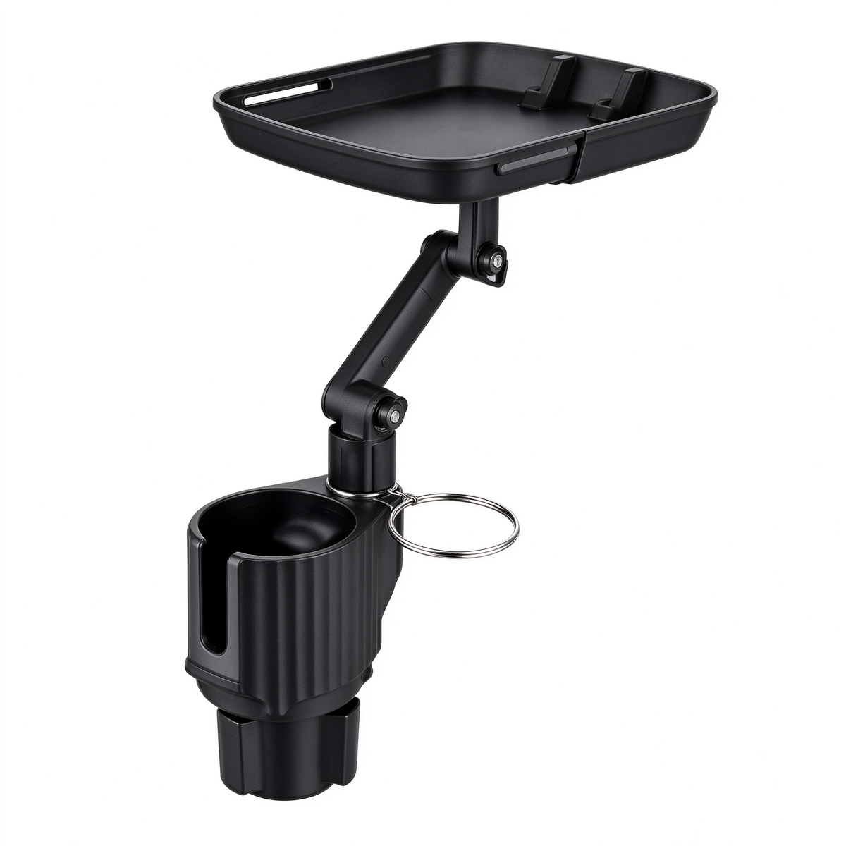 🚗 Car Cup Holder Tray: 360° Swivel, Extendable Surface, Phone Slot, Tool-Free Install