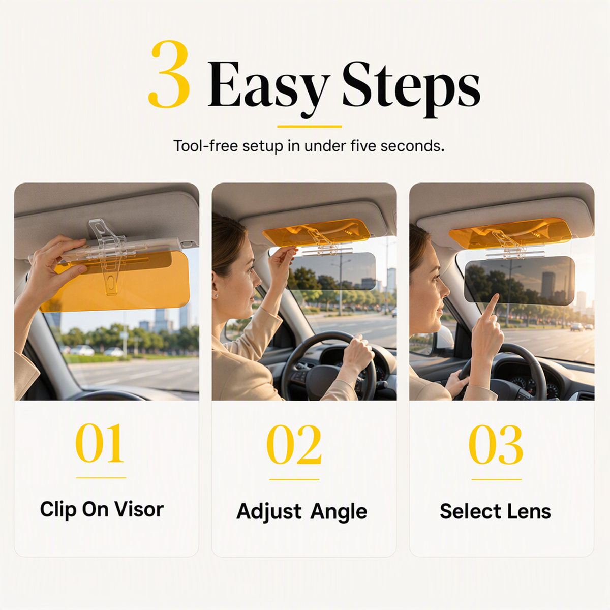 🌙 Universal HD Anti-Glare Visor – Day & night driving safety ✨