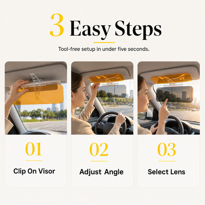 🌙 Universal HD Anti-Glare Visor – Day & night driving safety ✨