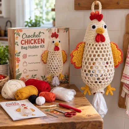TopSpire® Crochet Animal Bag Holder DIY Kit – Cute & Functional Hanging Storage Craft Kit