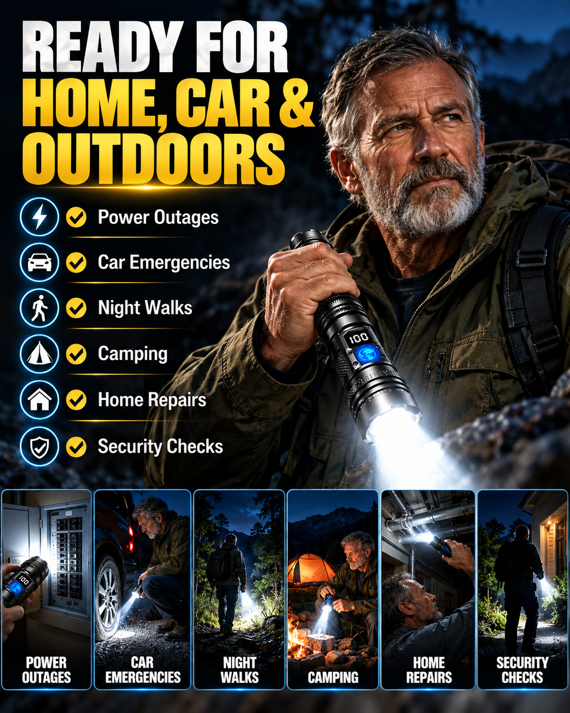 🔦Powerful Flashlight for Home & Emergencies