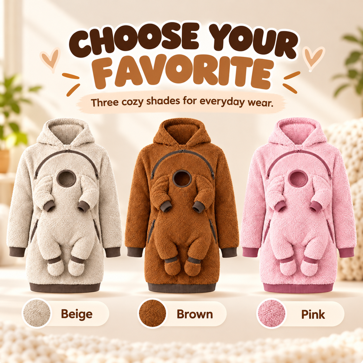 🧸 mom-baby-plush-hoodie-Cozy Baby Carry Hoodie – Soft Sherpa Warmth for Mom & Baby