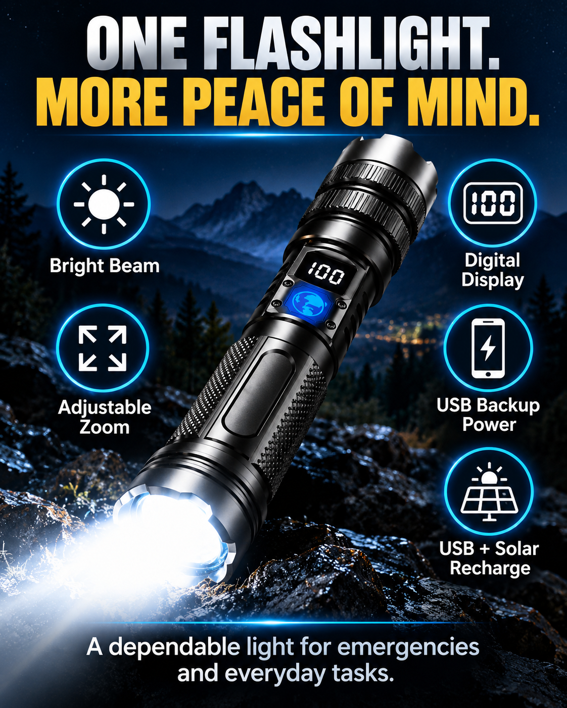 🔦Powerful Flashlight for Home & Emergencies