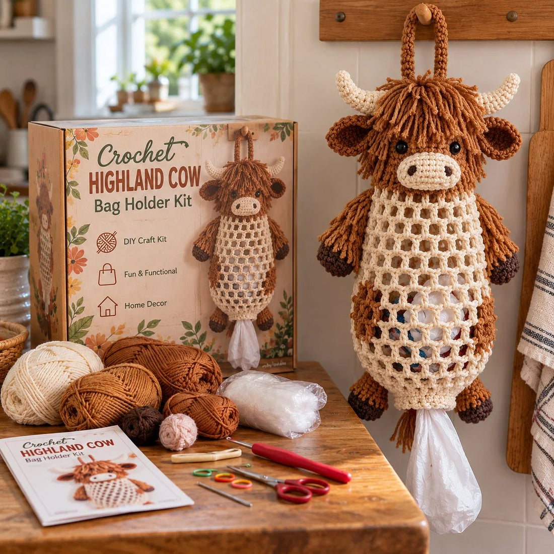TopSpire® Crochet Animal Bag Holder DIY Kit – Cute & Functional Hanging Storage Craft Kit