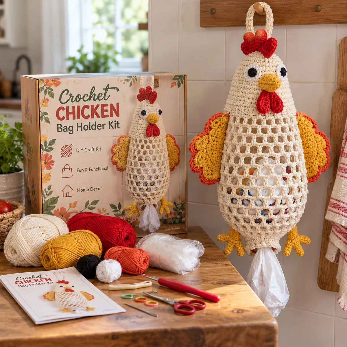 TopSpire® Crochet Animal Bag Holder DIY Kit – Cute & Functional Hanging Storage Craft Kit