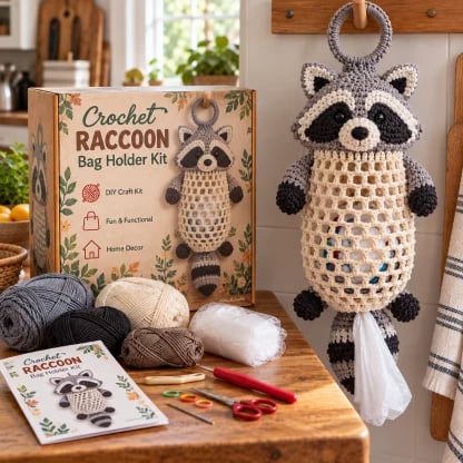 TopSpire® Crochet Animal Bag Holder DIY Kit – Cute & Functional Hanging Storage Craft Kit