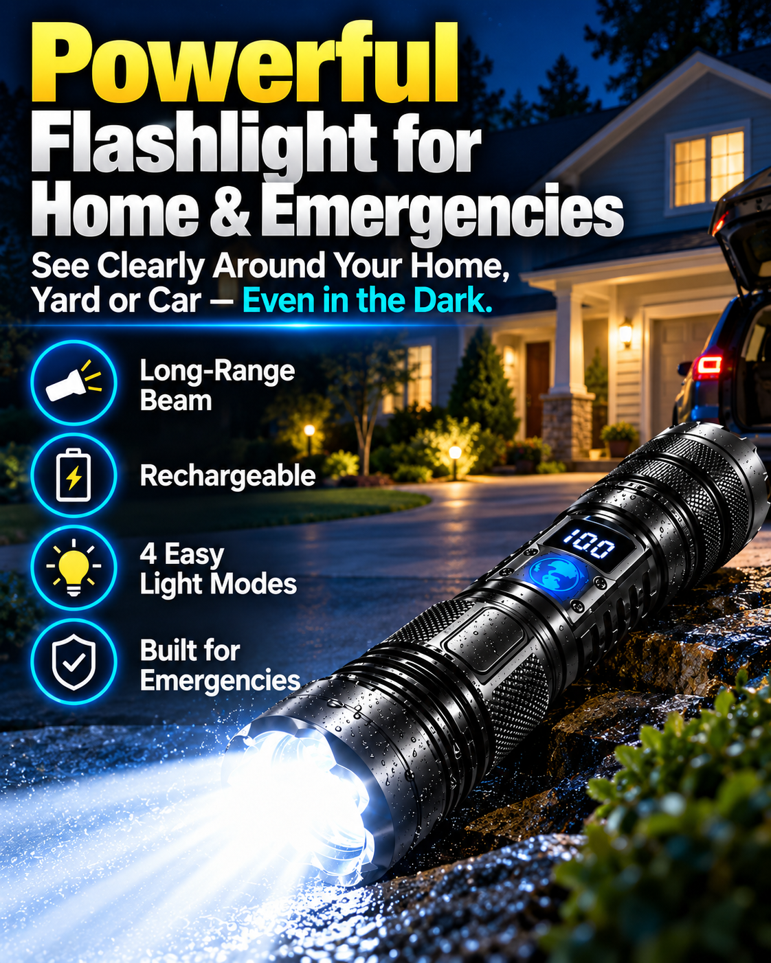 🔦Powerful Flashlight for Home & Emergencies
