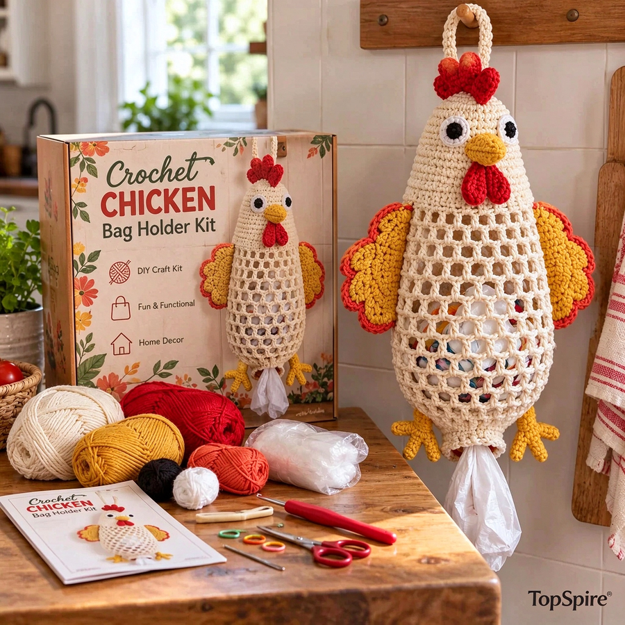 TopSpire® Crochet Animal Bag Holder DIY Kit – Cute & Functional Hanging Storage Craft Kit