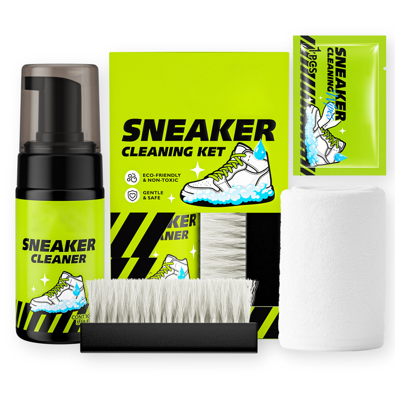 4-Piece Sneaker Cleaning Kit – Foam Cleaner, Brush, Towel & Wipe